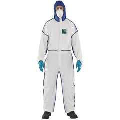 Disposable Coveralls: Size 3X-Large, 0.6781 oz, Microporous Polyethylene Laminate Non-Woven & Polypropylene Non-Woven, 2-Way Zipper with Storm Flap Closure