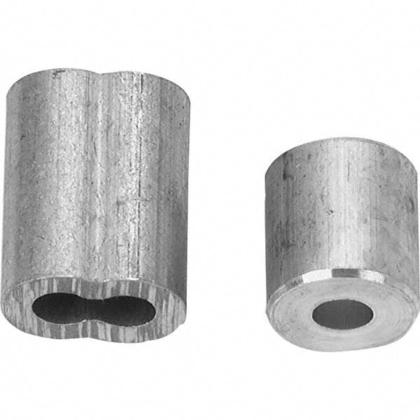 Wire Rope Cable Ferrule & Stop: 3/16" Rope Dia, Aluminum