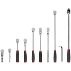 Ratchet Sets; Drive Size: 3/8 in; Overall Length (Inch): 12, 6, 18, 8, 4-1/2; Head Shape: Pear; Head Style: Reversible, Fixed; Material: Steel; Handle Type: L-Handle; Finish: Full-Polished