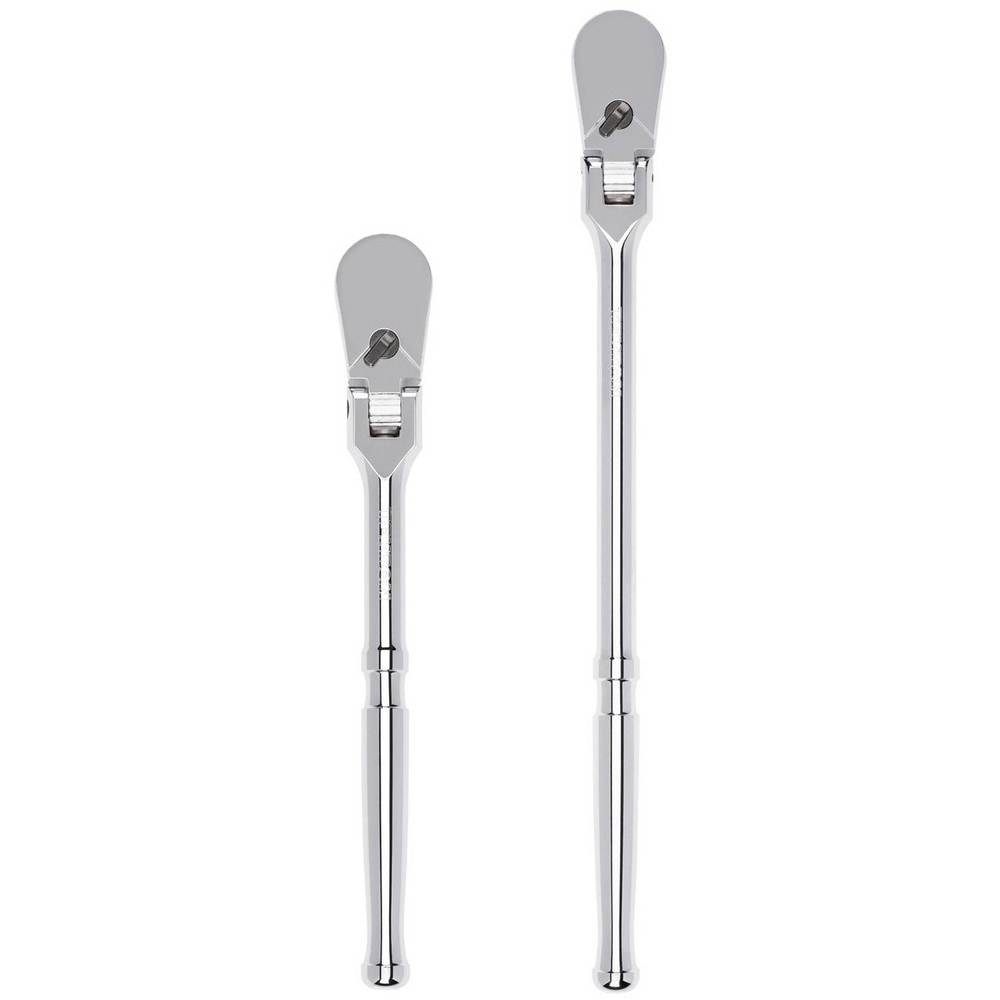 Ratchet Sets; Drive Size: 1/2 in; Overall Length (Inch): 10-1/2, 14; Head Shape: Pear; Head Features: Compact; Head Style: Flexible; Material: Steel; Handle Type: Compact; Finish: Full-Polished