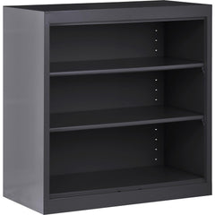 Bookcases; Overall Height: 36 in; Overall Width: 36; Overall Depth: 18; Material: Steel; Color: Textured Black; Shelf Weight Capacity: 200; Mobility: No; Modular: No