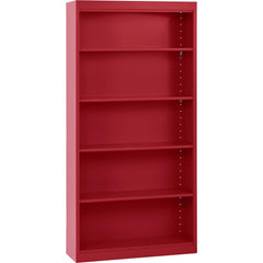 Bookcases; Overall Height: 72 in; Overall Width: 36; Overall Depth: 12; Material: Steel; Color: Textured Red; Shelf Weight Capacity: 200; Mobility: No; Modular: No