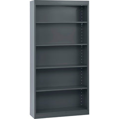 Bookcases; Overall Height: 72 in; Overall Width: 36; Overall Depth: 12; Material: Steel; Color: Charcoal; Shelf Weight Capacity: 200; Mobility: No; Modular: No