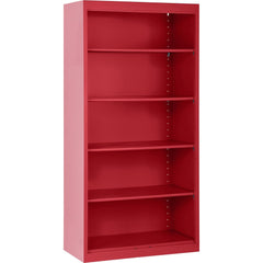 Bookcases; Overall Height: 72 in; Overall Width: 36; Overall Depth: 18; Material: Steel; Color: Textured Red; Shelf Weight Capacity: 200; Mobility: No; Modular: No