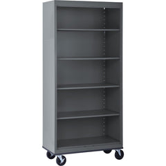 Bookcases; Overall Height: 78 in; Overall Width: 36; Overall Depth: 18; Material: Steel; Color: Charcoal; Shelf Weight Capacity: 200; Mobility: Yes; Modular: No