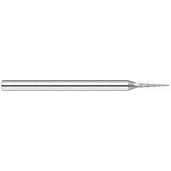 Tapered End Mill: 10 deg Angle per Side, 0.0900" Small Dia, 0.7200" LOC, 3 Flute, Tapered End