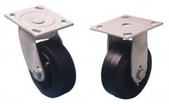 Rigid Top Plate Caster: Phenolic, 4" Wheel Dia, 2" Wheel Width, 800 lb Capacity, 5-5/8" OAH