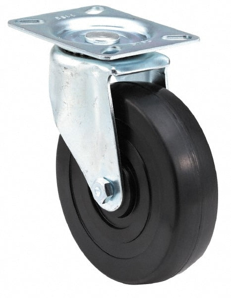 Swivel Top Plate Caster: Polyurethane, 3" Wheel Dia, 1-1/4" Wheel Width, 210 lb Capacity, 3-3/4" OAH