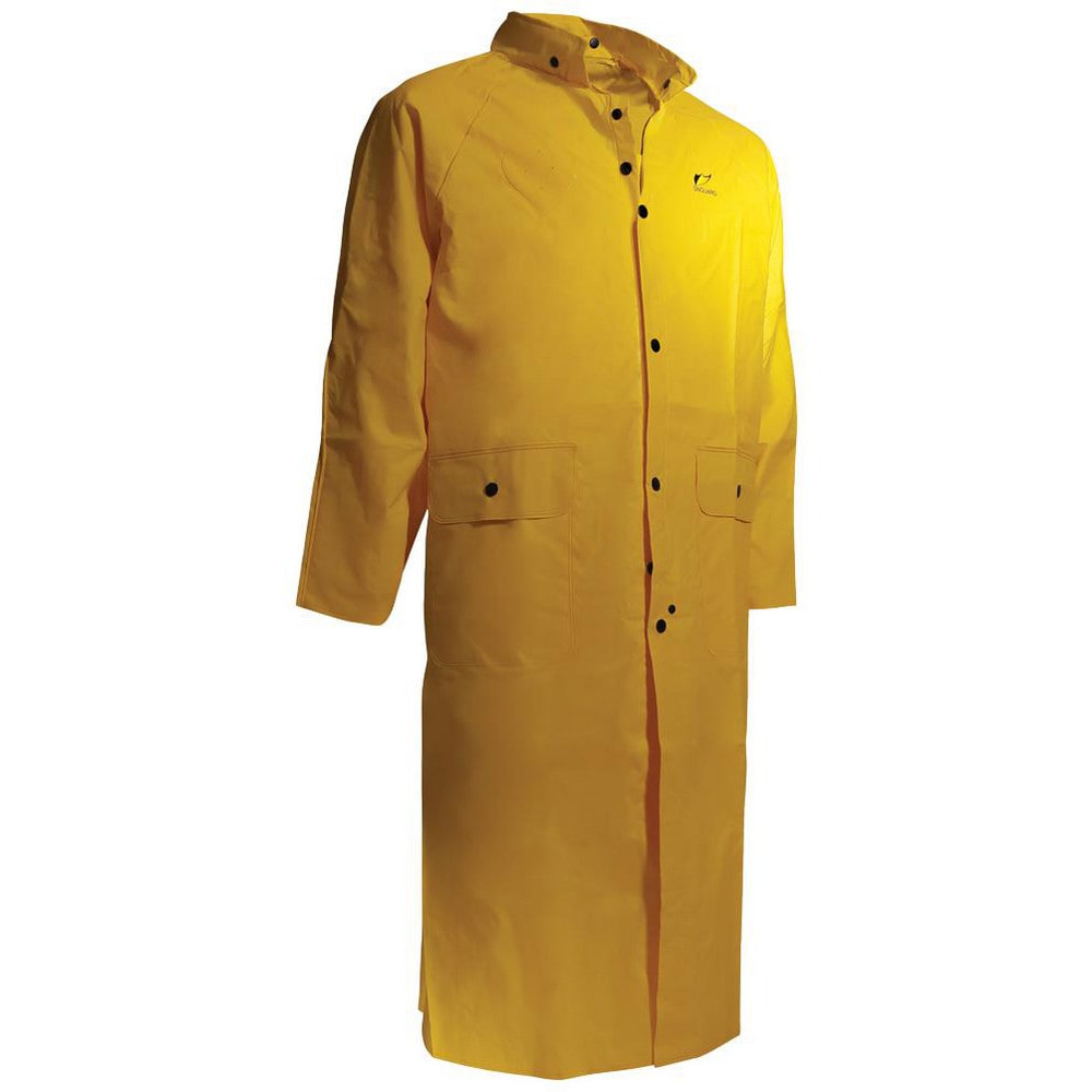 Rain Coat:  Size X-Large,  ASTM D6413,  Yellow,  PVC & Nylon