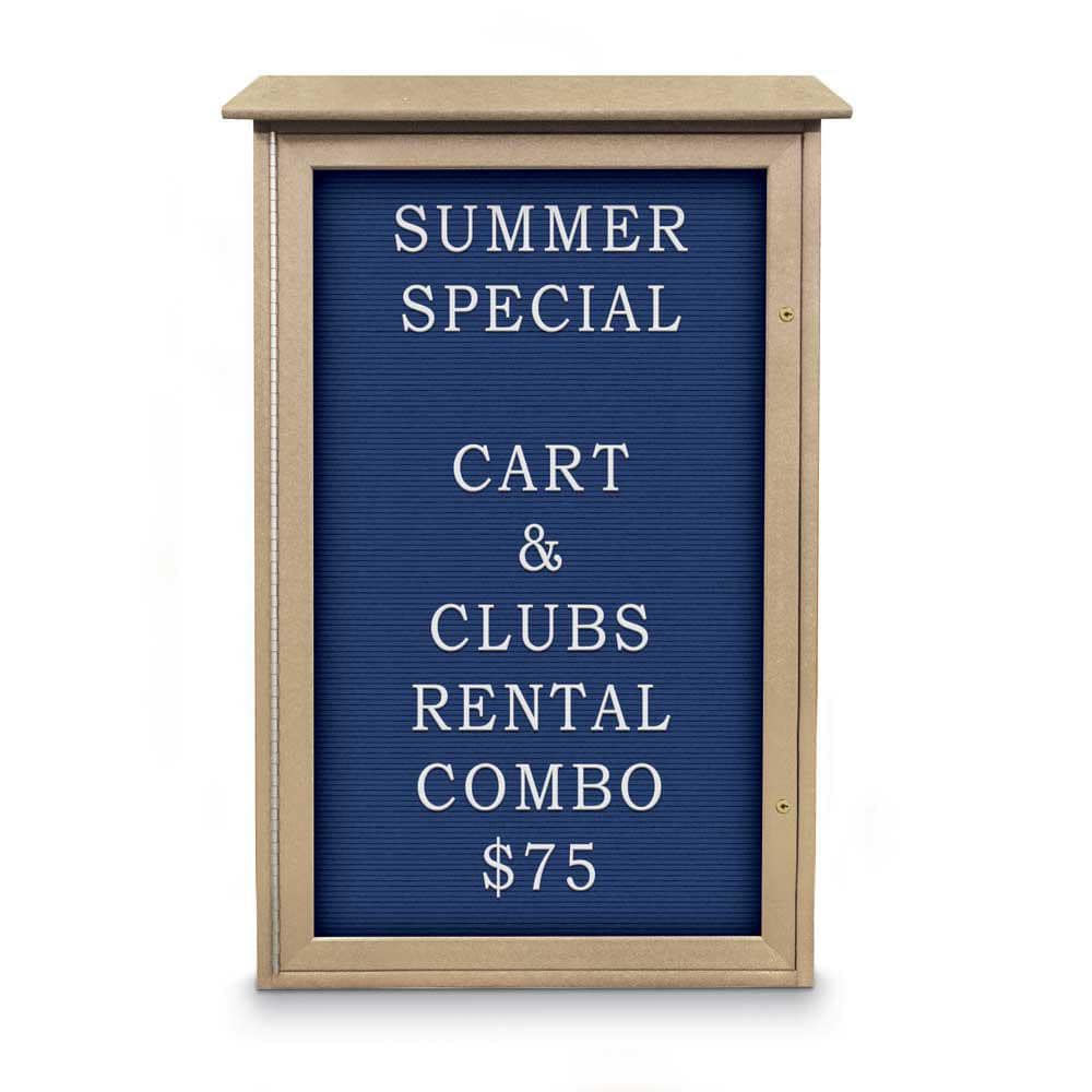 Enclosed Letter Board: 42" Wide, 26" High, Laminate, Blue