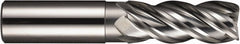 Corner Radius End Mill: 1/2" Dia, 1-1/4" LOC, 0.0900" Radius, 4 Flute, Solid Carbide