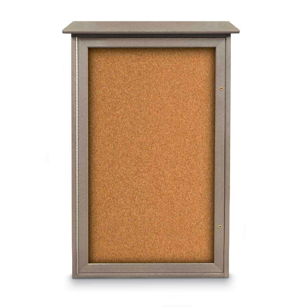 Enclosed Cork Bulletin Board: 42" Wide, 26" High, Cork, Natural Tan