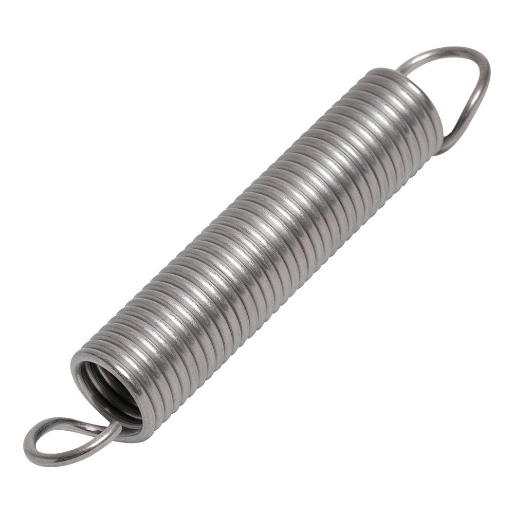 Extension Springs; End Type: Full Twist Loop; Outside Diameter (mm): 20.0000; Spring Rate: 86.8000; Material: Stainless Steel; Overall Length (Decimal Inch): 6.9040