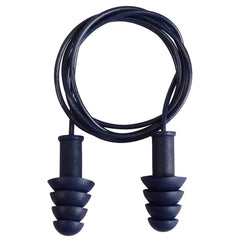 Earplugs: 27 dB, TPR, Four-Flange, Form & Insert, Corded, Metal Detectable