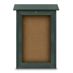 Enclosed Bulletin Board: 18" Wide, 29" High, Cork, Tan