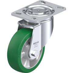 Top Plate Casters; Mount Type: Plate; Number of Wheels: 1.000; Wheel Diameter (Inch): 5; Wheel Material: Polyurethane; Wheel Width (Inch): 1-9/16; Wheel Color: Green