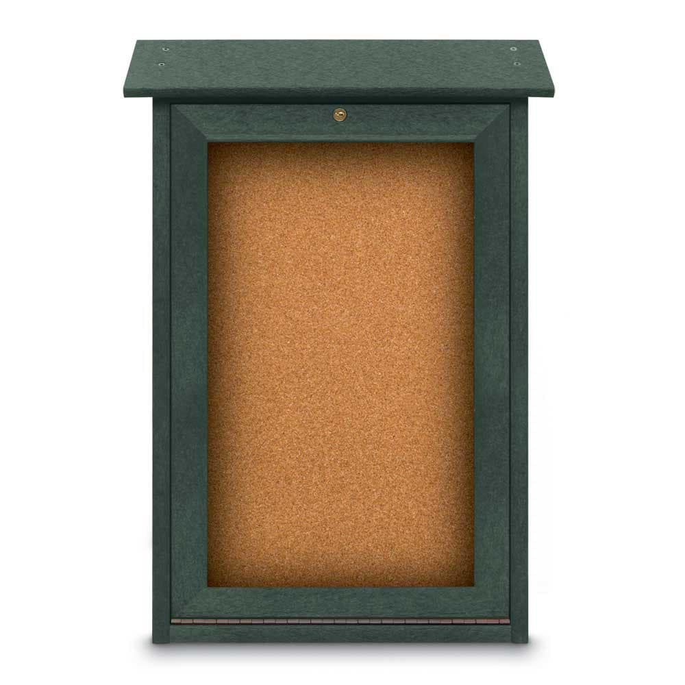 Enclosed Cork Bulletin Board: 18" Wide, 29" High, Cork, Natural Tan