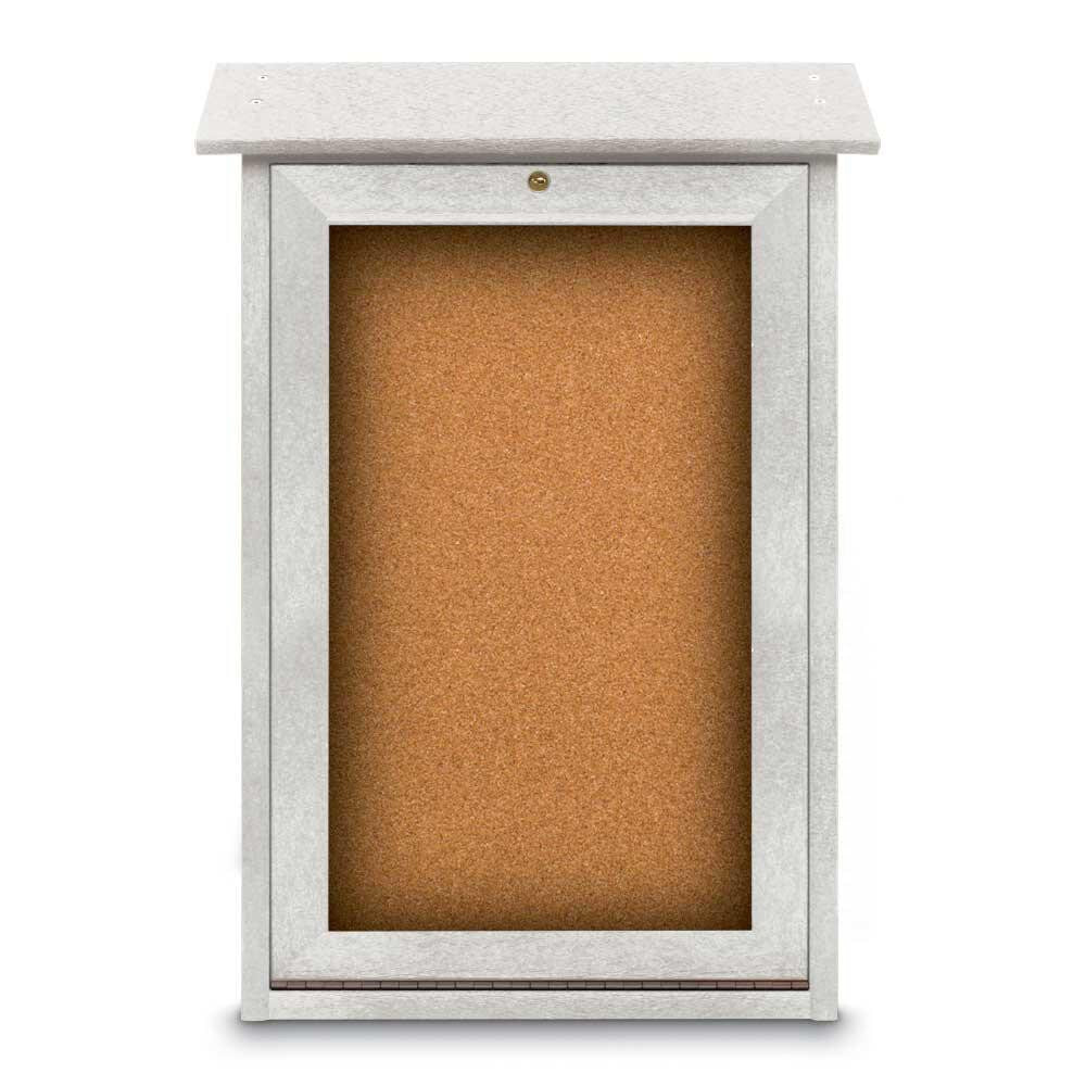 Enclosed Cork Bulletin Board: 18" Wide, 29" High, Cork, Natural Tan