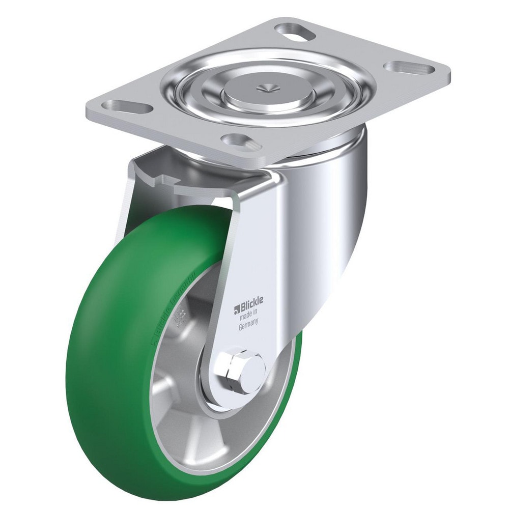 Top Plate Casters; Mount Type: Plate; Number of Wheels: 1.000; Wheel Diameter (Inch): 6; Wheel Material: Polyurethane; Wheel Width (Inch): 2; Wheel Color: Green