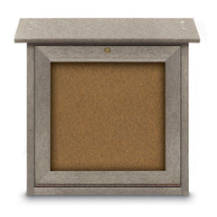 Enclosed Bulletin Board: 18" Wide, 18" High, Cork, Tan