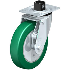 Top Plate Casters; Mount Type: Plate; Number of Wheels: 1.000; Wheel Diameter (Inch): 6; Wheel Material: Polyurethane; Wheel Width (Inch): 2; Wheel Color: Blue