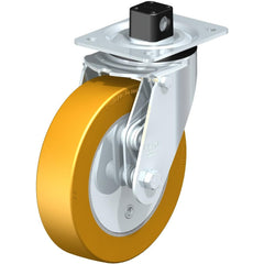 Top Plate Casters; Mount Type: Plate; Number of Wheels: 1.000; Wheel Diameter (Inch): 8; Wheel Material: Polyurethane; Wheel Width (Inch): 2; Wheel Color: Blue