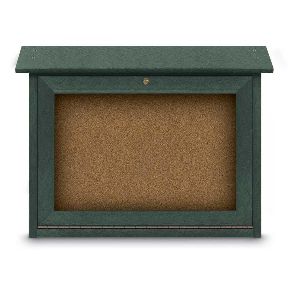 Enclosed Bulletin Board: 24" Wide, 18" High, Cork, Tan