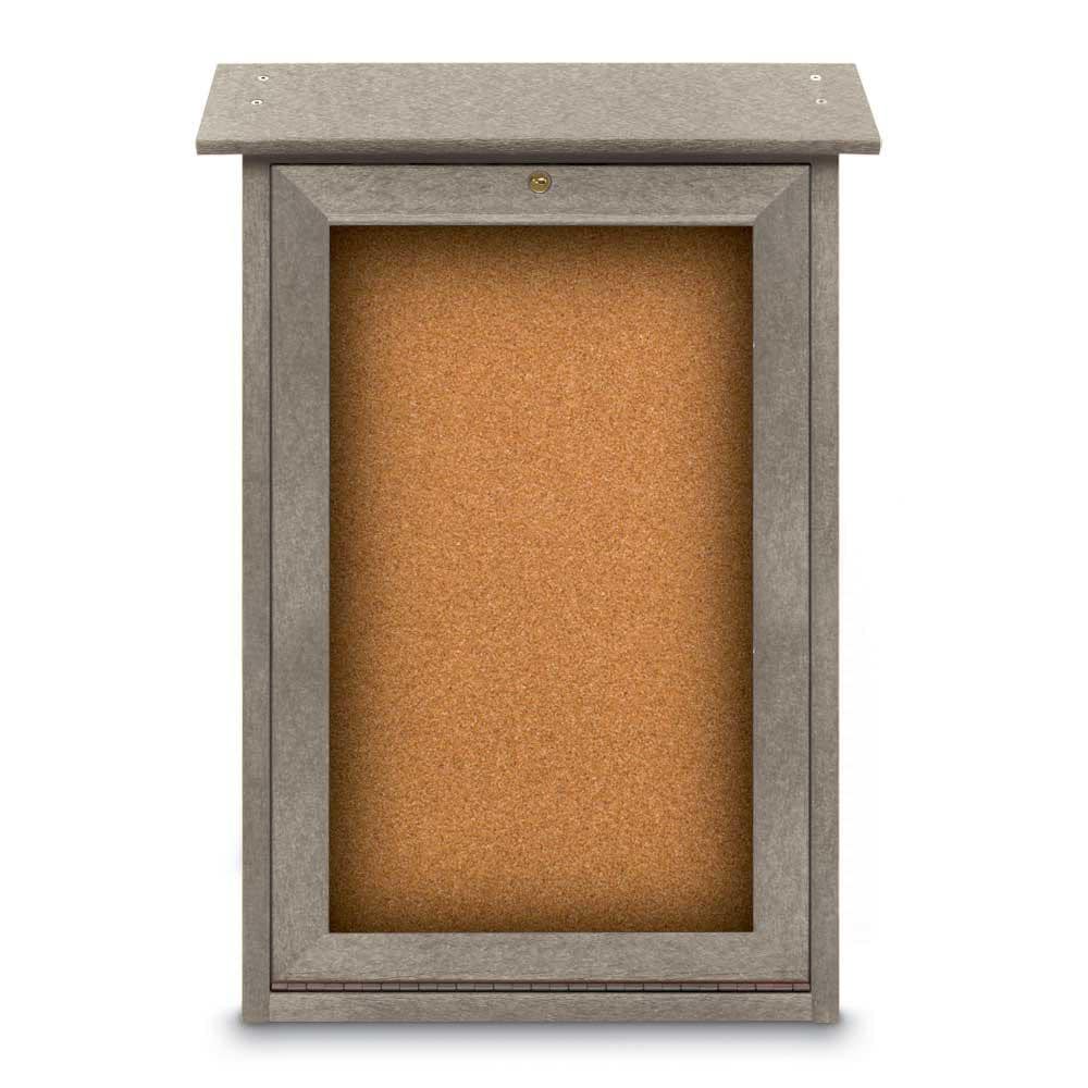 Enclosed Cork Bulletin Board: 18" Wide, 29" High, Cork, Natural Tan