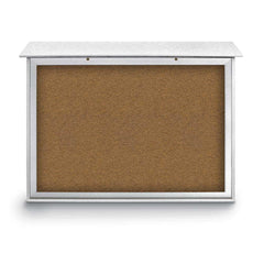 Enclosed Bulletin Board: 52" Wide, 40" High, Cork, Tan