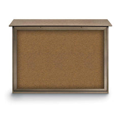 Enclosed Bulletin Board: 52" Wide, 40" High, Cork, Tan