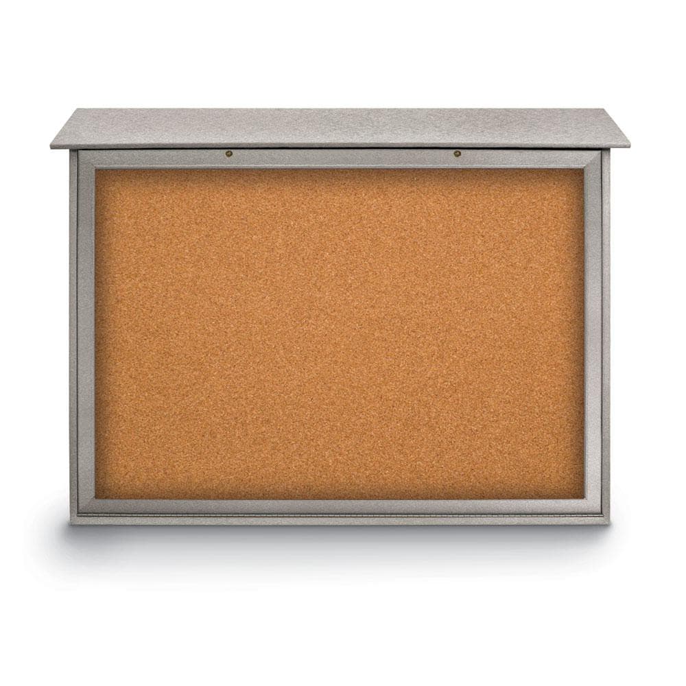 Enclosed Cork Bulletin Board: 52" Wide, 40" High, Cork, Natural Tan