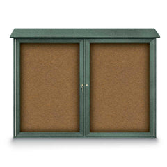 Enclosed Bulletin Board: 52" Wide, 40" High, Cork, Tan