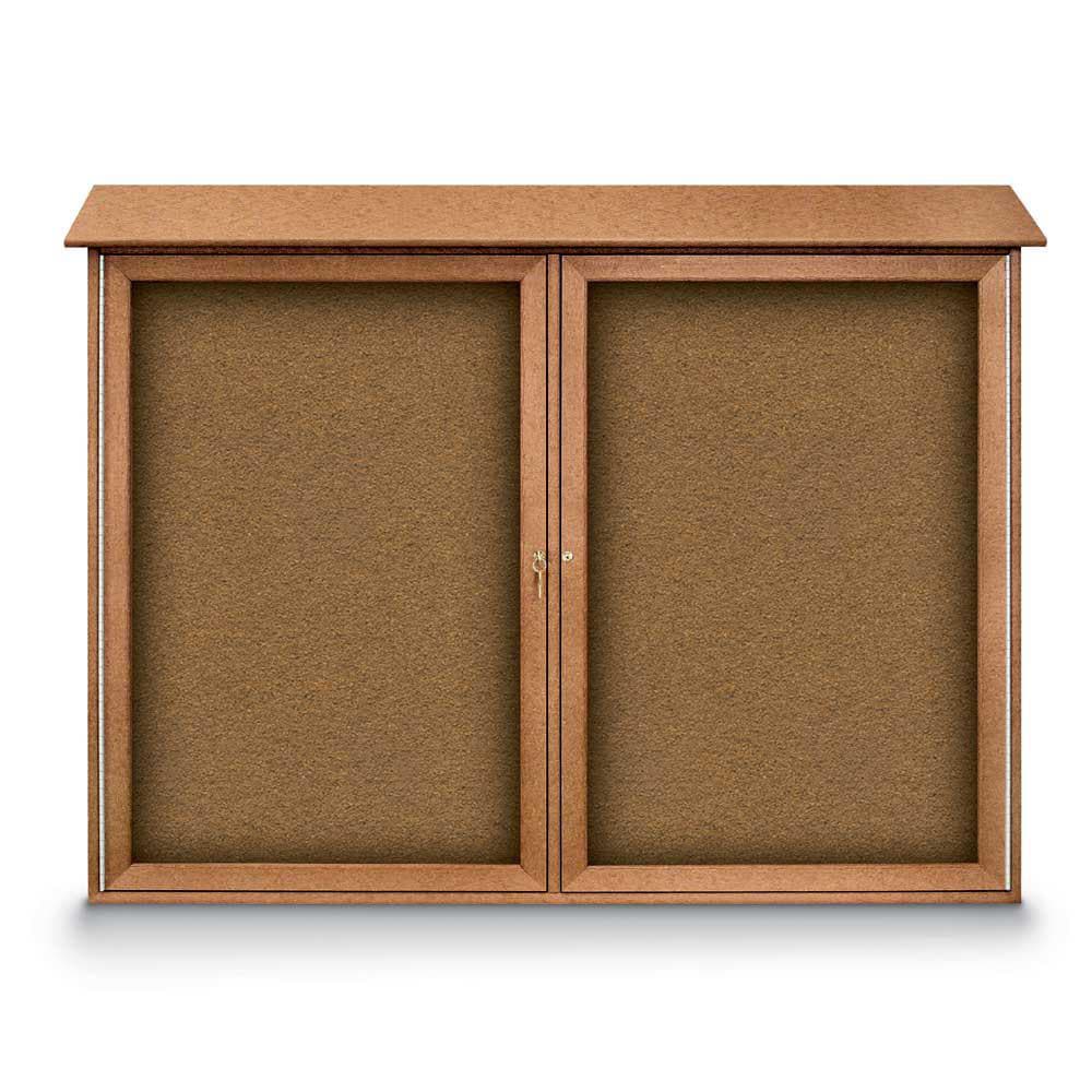 Enclosed Bulletin Board: 52" Wide, 40" High, Cork, Tan