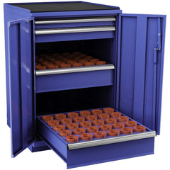 CNC Storage Cabinets; Cabinet Type: Modular; Taper Size: HSK63; Number Of Doors: 2.000; Number Of Drawers: 4.000; Color: Bright Blue; Material: Steel