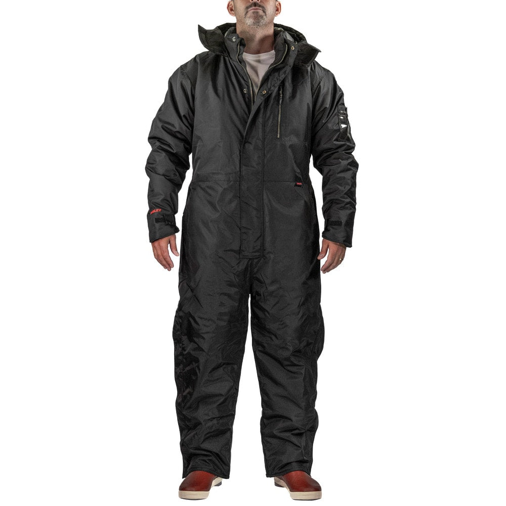 Coveralls & Overalls; Garment Style: Coveralls; Size: 4X-Large; Color: Black; Material: 420D Polyurethane Coated Nylon, Polyester; Hazardous Protection Level: Non-Hazardous; Ankle Style: Open