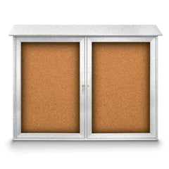 Enclosed Cork Bulletin Board: 45" Wide, 36" High, Cork, Natural Tan