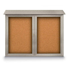 Enclosed Cork Bulletin Board: 45" Wide, 36" High, Cork, Natural Tan