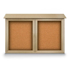 Enclosed Cork Bulletin Board: 45" Wide, 30" High, Cork, Natural Tan