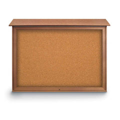 Enclosed Cork Bulletin Board: 52" Wide, 40" High, Cork, Natural Tan