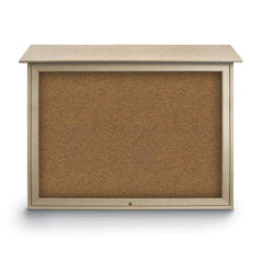 Enclosed Bulletin Board: 45" Wide, 36" High, Cork, Tan