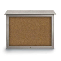 Enclosed Bulletin Board: 45" Wide, 36" High, Cork, Tan