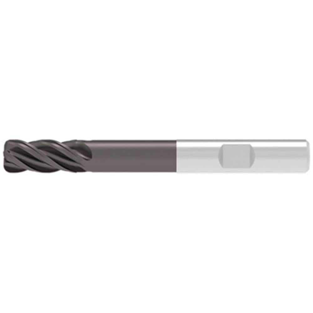 Corner Radius End Mill: 20.00 mm Dia, 42.00 mm LOC, 4.00 mm Radius, 4 Flute, Solid Carbide