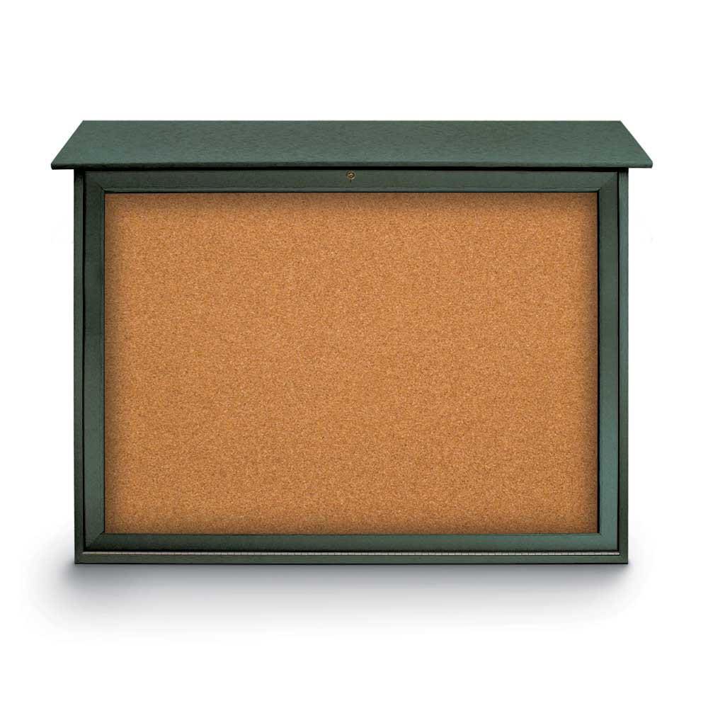 Enclosed Cork Bulletin Board: 45" Wide, 36" High, Cork, Natural Tan