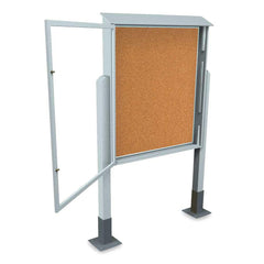 Enclosed Bulletin Board: 48" Wide, 60" High, Cork, Tan