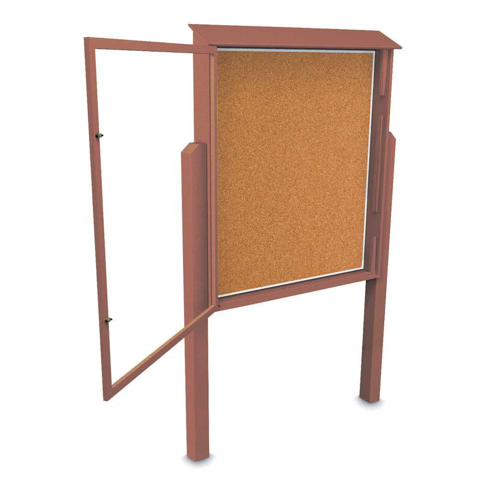 Enclosed Bulletin Board: 48" Wide, 60" High, Cork, Tan