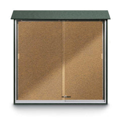 Enclosed Bulletin Board: 48" Wide, 48" High, Cork, Tan