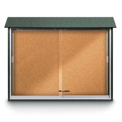 Enclosed Cork Bulletin Board: 45" Wide, 36" High, Cork, Natural Tan