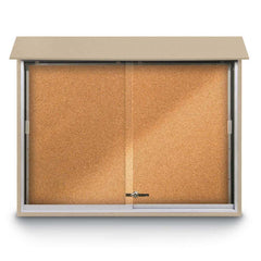 Enclosed Cork Bulletin Board: 45" Wide, 36" High, Cork, Natural Tan