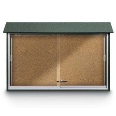 Enclosed Bulletin Board: 45" Wide, 30" High, Cork, Tan