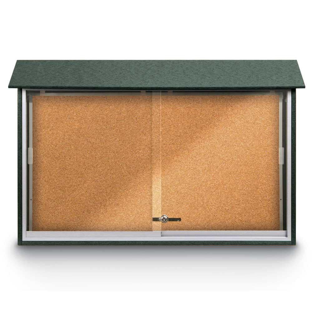 Enclosed Cork Bulletin Board: 45" Wide, 30" High, Cork, Natural Tan